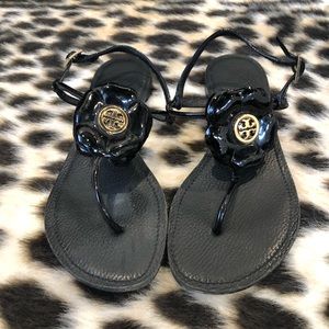 Tory Burch Patent Leather Flower Sandal